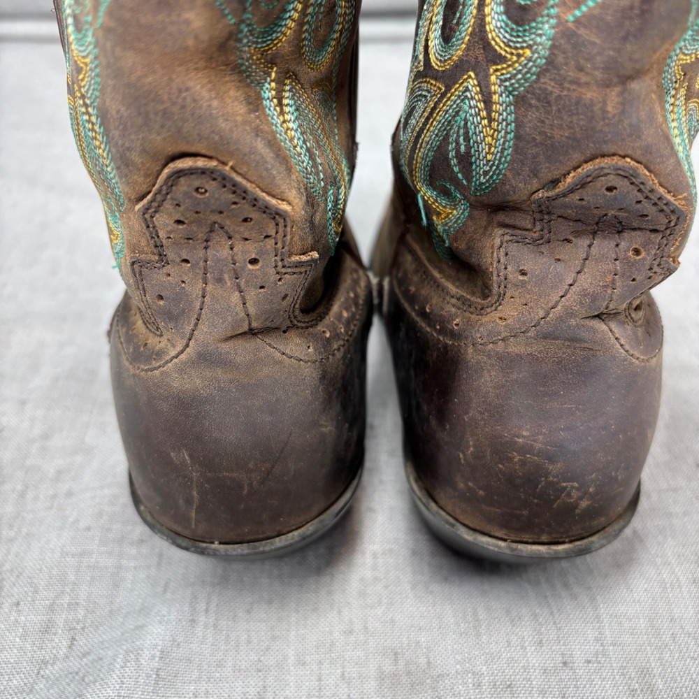 Justin Boots Stampede Durant Brown Leather Square Toe Cowboy Boots Women's 8 B - Picture 7 of 10